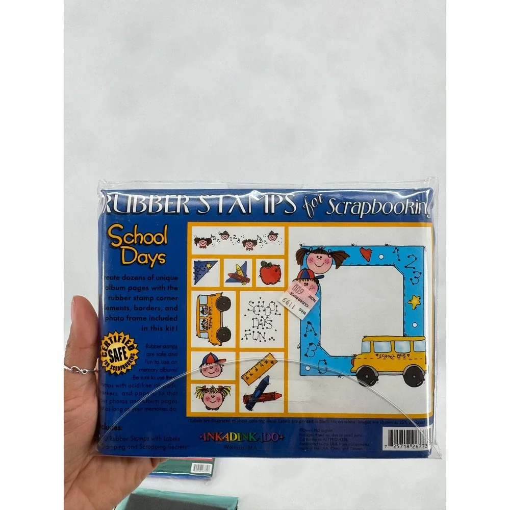 Inkadinkado Rubber Stamp Scrapbooking Kit Lot Camp School Days Ink Pads Ranger